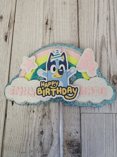 Personalised Bluey Rainbow Style Cake Topper
