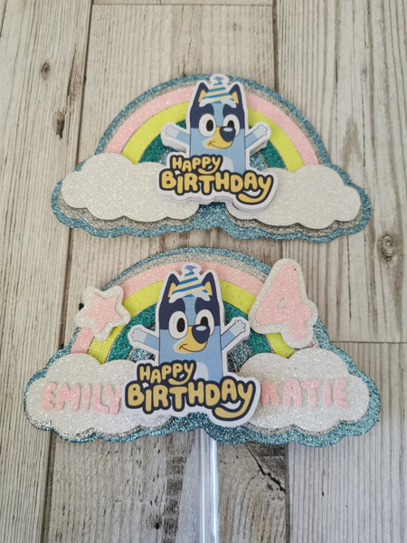 Personalised Bluey Rainbow Style Cake Topper
