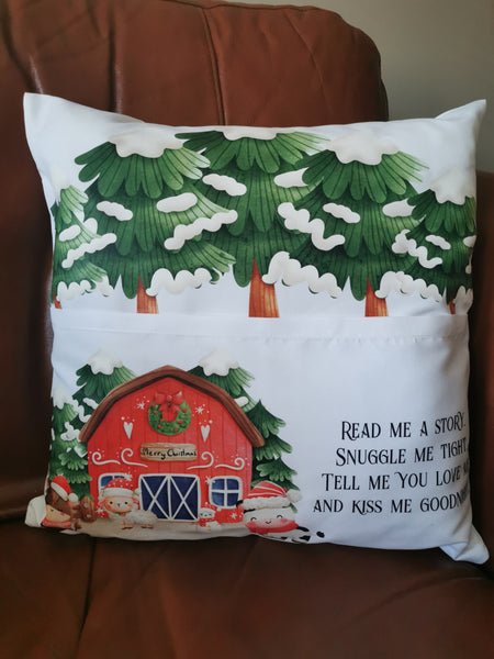 Christmas Farm Animals Pocket Book Cushion