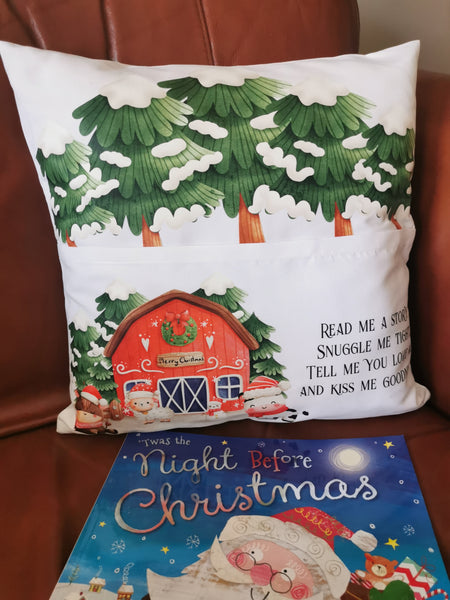 Christmas Farm Animals Pocket Book Cushion