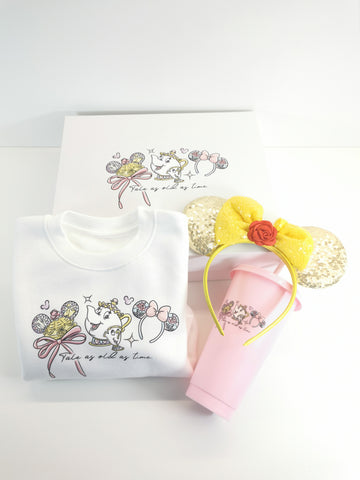 Belle Sweatshirt Hat Ears Headband & Cold Cup Giftbox Set