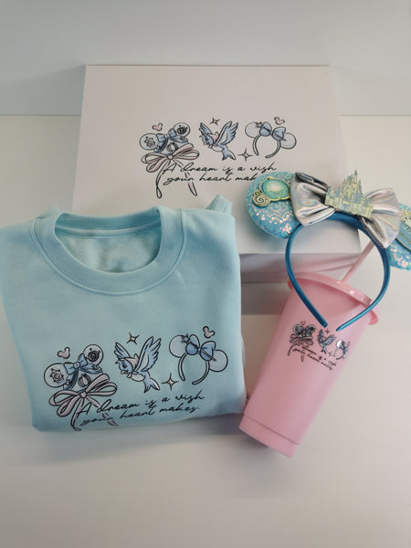 Cinderella Sweatshirt Hat Ears Headband & Cold Cup Giftbox Set