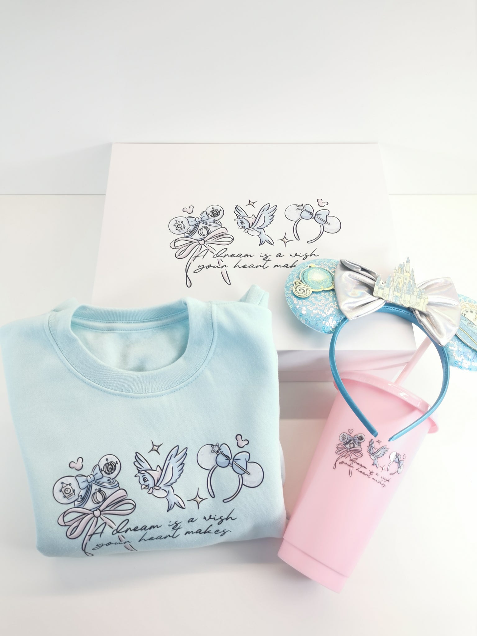 Cinderella Sweatshirt Hat Ears Headband & Cold Cup Giftbox Set