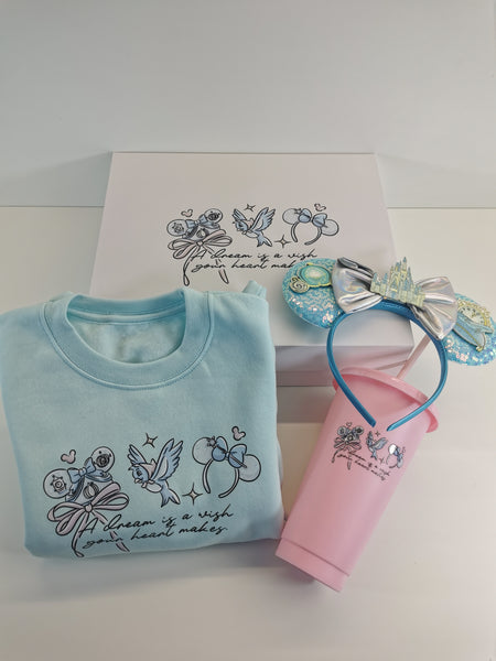 Cinderella Sweatshirt Hat Ears Headband & Cold Cup Giftbox Set