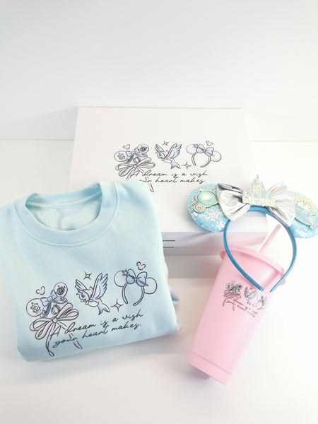 Cinderella Sweatshirt Hat Ears Headband & Cold Cup Giftbox Set