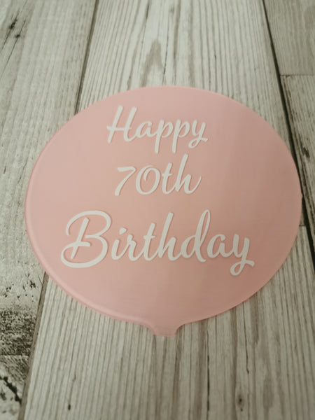 Happy Birthday Acrylic 4" Round Cake Topper