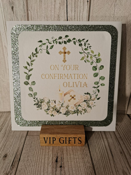 Personalised On Your Confirmation Wreath Style Card