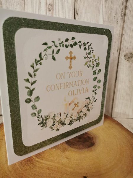 Personalised On Your Confirmation Wreath Style Card