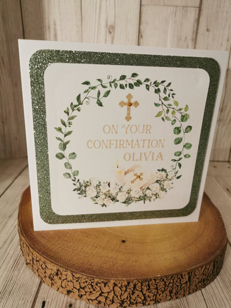 Personalised On Your Confirmation Wreath Style Card