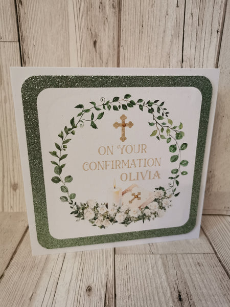 Personalised On Your Confirmation Wreath Style Card