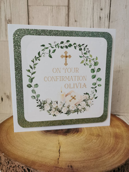 Personalised On Your Confirmation Wreath Style Card