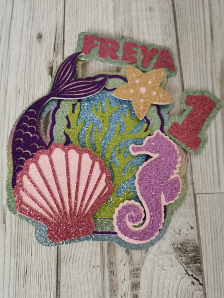 Personalised Under the Sea Mermaid Style Cake Topper
