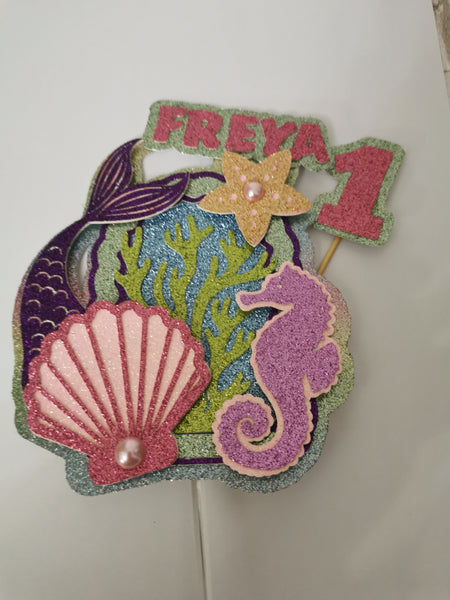 Personalised Under the Sea Mermaid Style Cake Topper