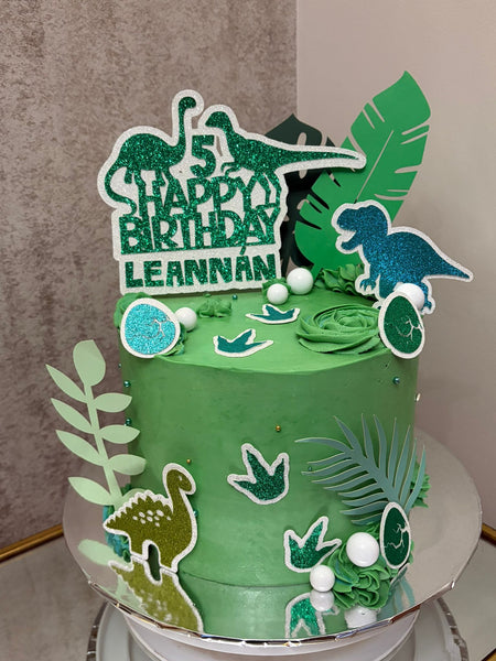 Personalised Dinosaur Happy Birthday Style Cake Topper Set