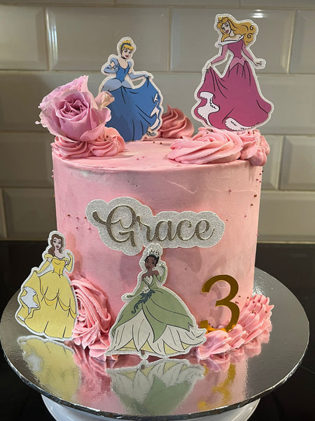 Personalised 4 Disney Princess Style Cake Topper Set