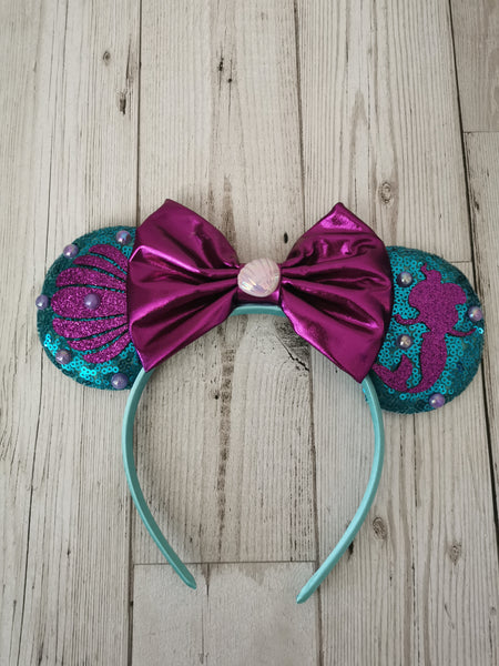 Mermaid Ariel Sweatshirt Hat Ears Headband Set
