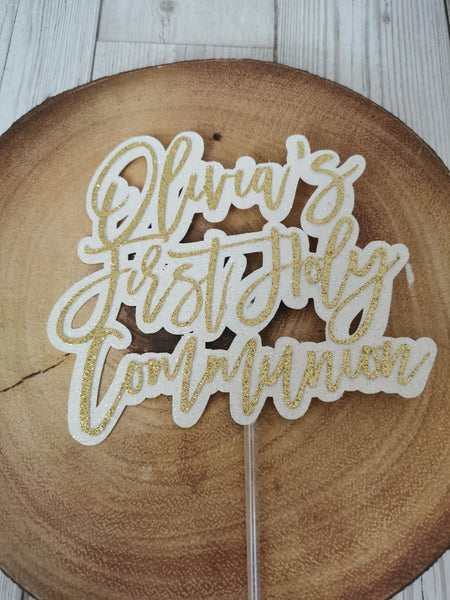 Personalised 1st/First Holy Communion Style (N) Glitter Cake Topper 12 Colours