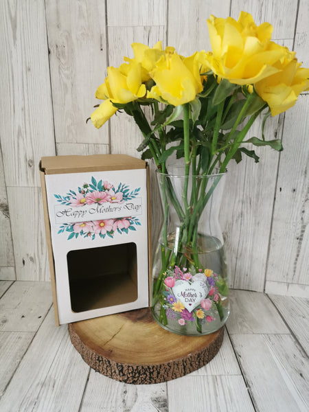 Happy Mother's Day Glass Vase with Gift Box