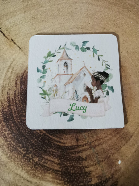 Personalised 1st / First Holy Communion Church & Wreath Style Card Girl