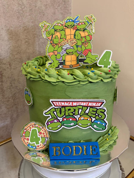 Personalised Teenage Mutant Ninja Turtles Style Glitter Cake Topper