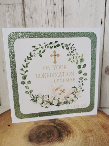 Personalised On Your Confirmation Wreath Style Card