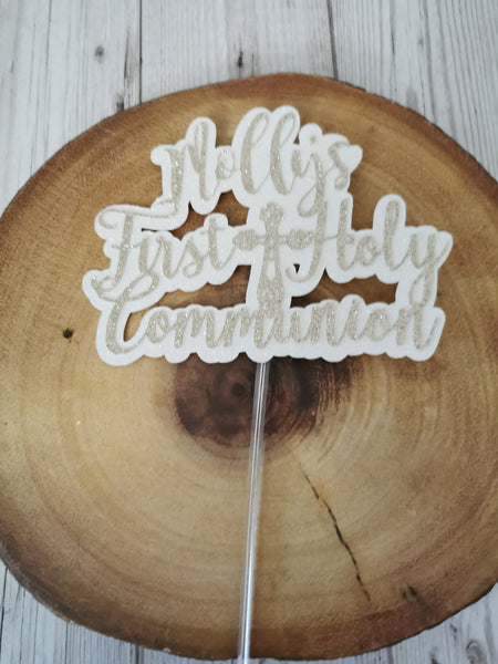 Personalised 1st/First Holy Communion Style (D) Glitter Cake Topper 12 Colours