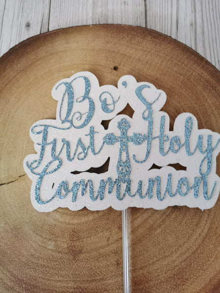 Personalised 1st/First Holy Communion Style (D) Glitter Cake Topper 12 Colours