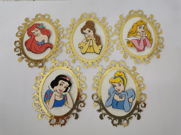 5 Disney Princess  Mirror Style Cake Topper Set
