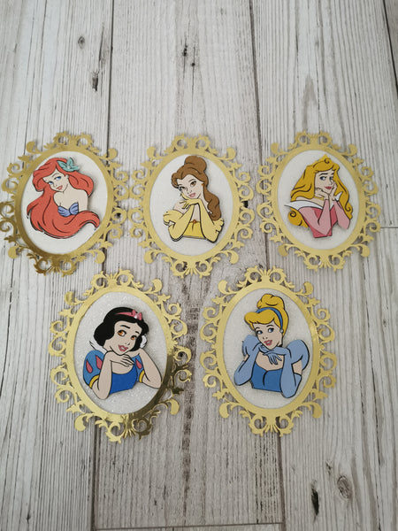 5 Disney Princess  Mirror Style Cake Topper Set
