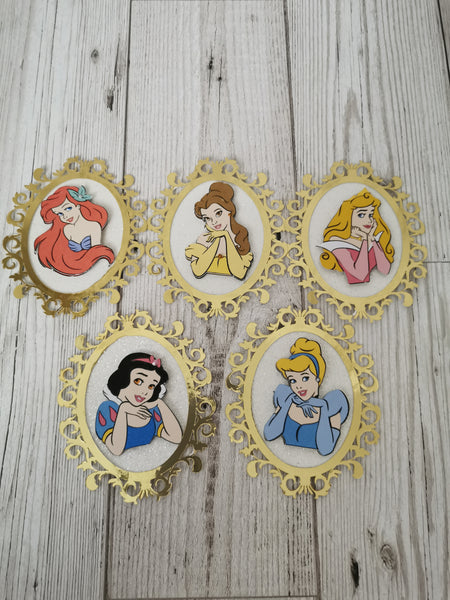 5 Disney Princess  Mirror Style Cake Topper Set