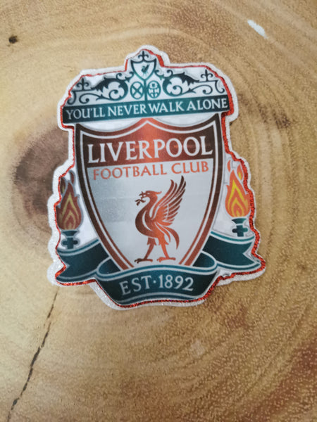Happy Birthday Liverpool Liver Bird , Ball & LFC Logo Theme Glitter Cake topper