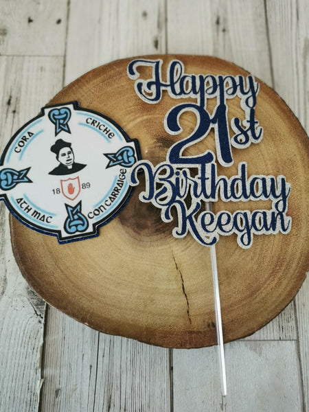 Happy Birthday Fr Rocks Club Logo & Shirt Theme Glitter Cake topper
