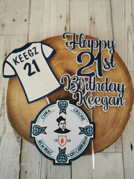 Happy Birthday Fr Rocks Club Logo & Shirt Theme Glitter Cake topper