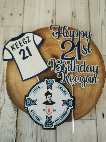 Happy Birthday Fr Rocks Club Logo & Shirt Theme Glitter Cake topper