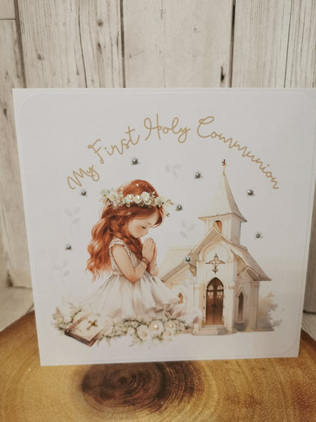My First Holy Communion Church Style Card Girl