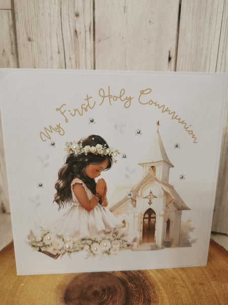 My First Holy Communion Church Style Card Girl