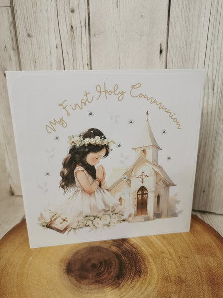 My First Holy Communion Church Style Card Girl