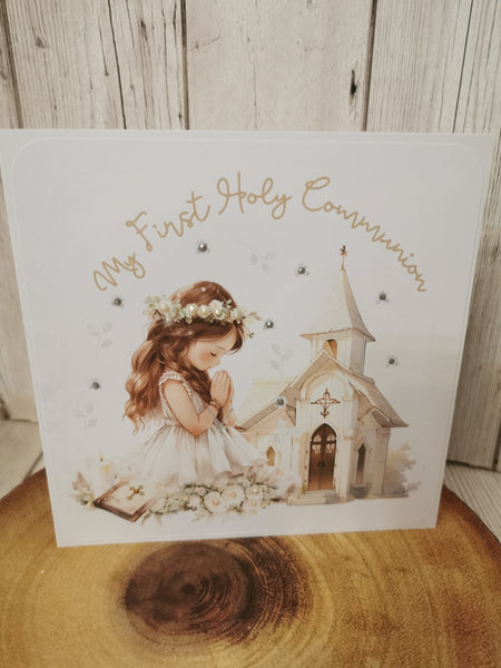 My First Holy Communion Church Style Card Girl