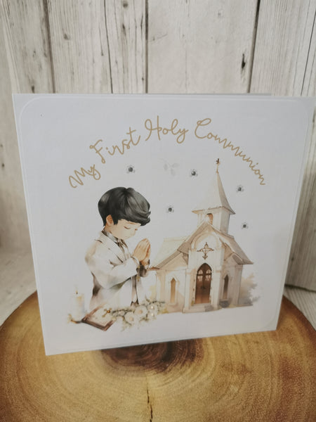 My First Holy Communion Boy Church Style Card