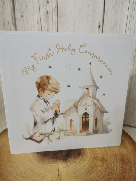 My First Holy Communion Boy Church Style Card