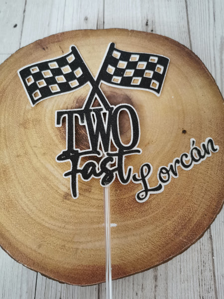 Personalised TWO Fast Theme Cake Topper