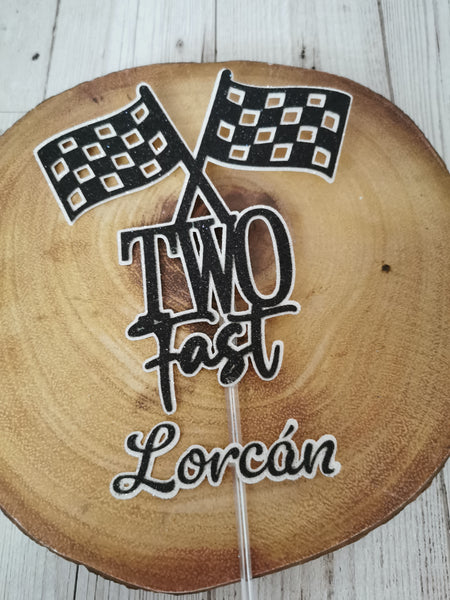 Personalised TWO Fast Theme Cake Topper