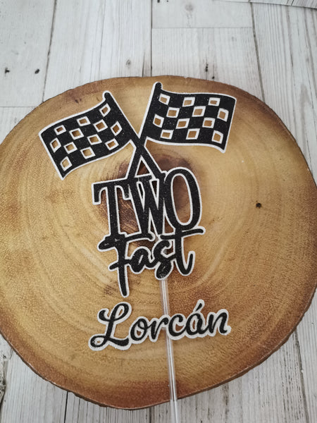 Personalised TWO Fast Theme Cake Topper
