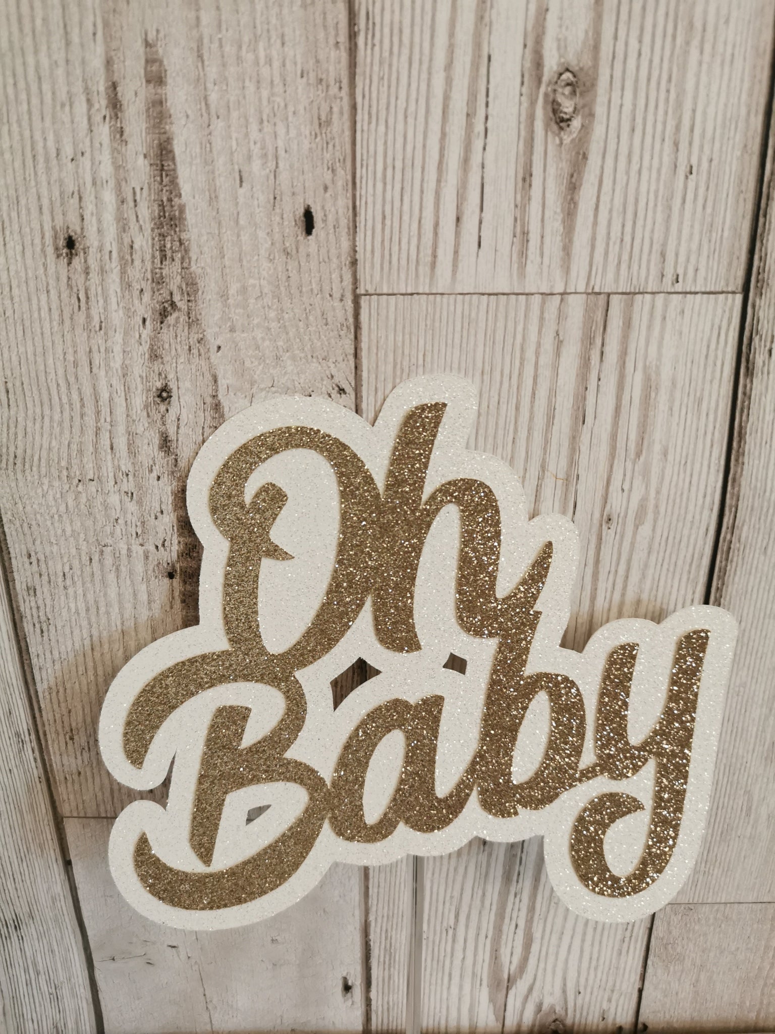 Oh Baby Shower/Christening Glitter Cake Topper (J) 14 Colours