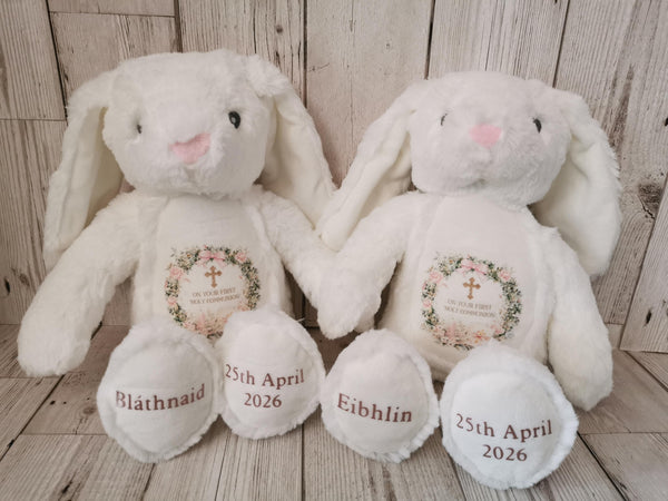 Personalised On Your First Holy Communion  Wreath Style Bunny Rabbit