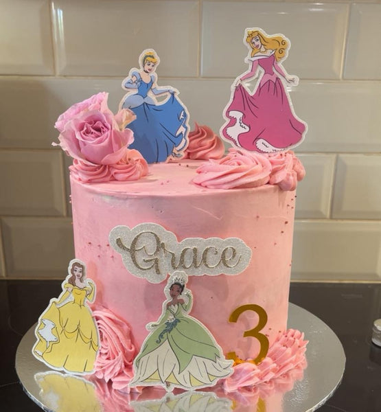 Personalised 4 Disney Princess Style Cake Topper Set