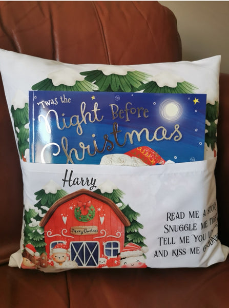 Christmas Farm Animals Pocket Book Cushion