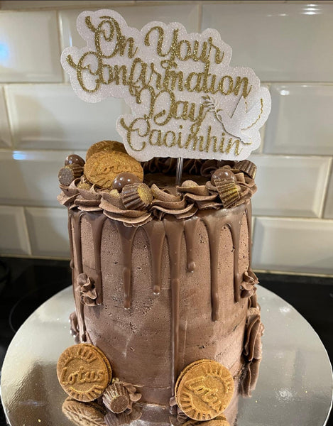 Personalised On Your Confirmation Day Glitter (F) Cake Topper 12 Colours