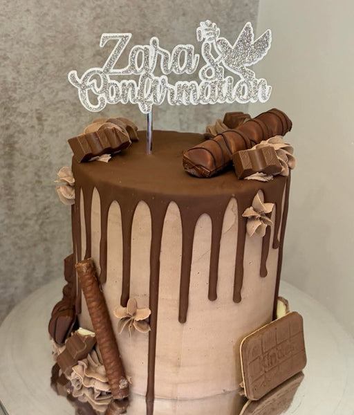 Personalised Confirmation Glitter (E) Cake Topper 12 Colours