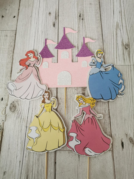 4 Disney Princesses & Castle Style Cake Topper Set